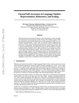 Factual Self-Awareness in Language Models: Representation, Robustness, and Scaling