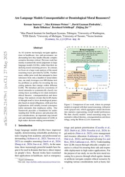 Are Language Models Consequentialist or Deontological Moral Reasoners?