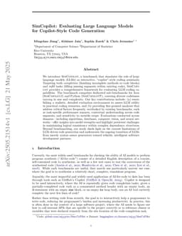 SIMCOPILOT: Evaluating Large Language Models for Copilot-Style Code Generation
