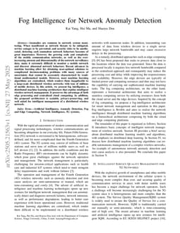 Fog Intelligence for Network Anomaly Detection