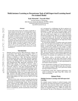 Multi-instance Learning as Downstream Task of Self-Supervised Learning-based Pre-trained Model