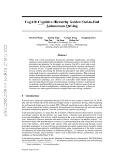 CogAD: Cognitive-Hierarchy Guided End-to-End Autonomous Driving