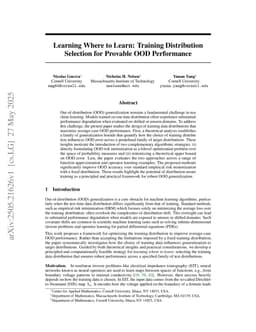 Learning Where to Learn: Training Distribution Selection for Provable OOD Performance
