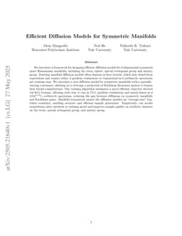 Efficient Diffusion Models for Symmetric Manifolds
