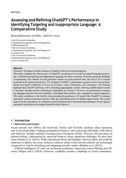 Assessing and Refining ChatGPT's Performance in Identifying Targeting and Inappropriate Language: A Comparative Study