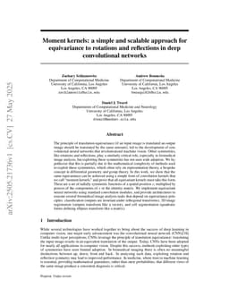 Moment kernels: a simple and scalable approach for equivariance to rotations and reflections in deep convolutional networks