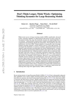 Don't Think Longer, Think Wisely: Optimizing Thinking Dynamics for Large Reasoning Models