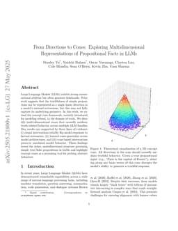From Directions to Cones: Exploring Multidimensional Representations of Propositional Facts in LLMs