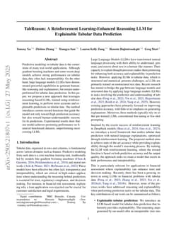TabReason: A Reinforcement Learning-Enhanced Reasoning LLM for Explainable Tabular Data Prediction