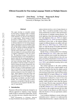 Efficient Ensemble for Fine-tuning Language Models on Multiple Datasets