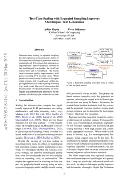 Test-Time Scaling with Repeated Sampling Improves Multilingual Text Generation