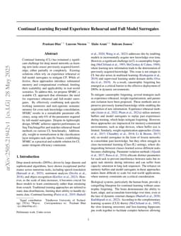Continual Learning Beyond Experience Rehearsal and Full Model Surrogates