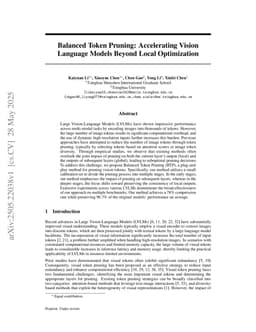 Balanced Token Pruning: Accelerating Vision Language Models Beyond Local Optimization