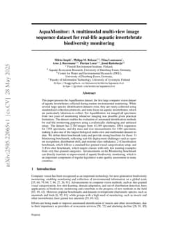 AquaMonitor: A multimodal multi-view image sequence dataset for real-life aquatic invertebrate biodiversity monitoring