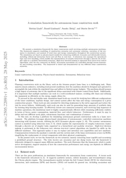 A simulation framework for autonomous lunar construction work