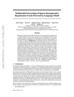 Multimodal Forecasting of Sparse Intraoperative Hypotension Events Powered by Language Model