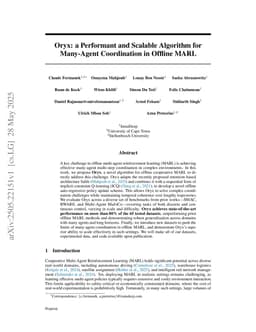Oryx: a Performant and Scalable Algorithm for Many-Agent Coordination in Offline MARL