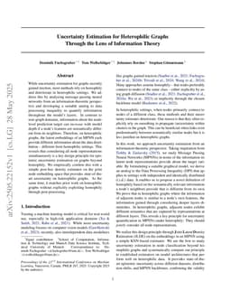Uncertainty Estimation for Heterophilic Graphs Through the Lens of Information Theory