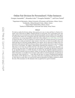 Online Fair Division for Personalized $2$-Value Instances