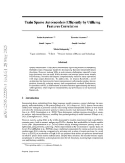 Train Sparse Autoencoders Efficiently by Utilizing Features Correlation
