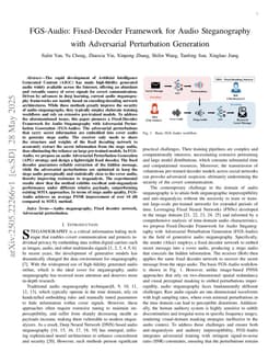 FGAS: Fixed Decoder Network-Based Audio Steganography with Adversarial Perturbation Generation