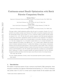 Continuum-armed Bandit Optimization with Batch Pairwise Comparison Oracles