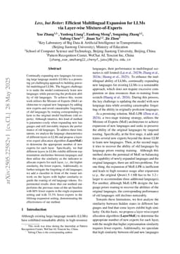 Less, but Better: Efficient Multilingual Expansion for LLMs via Layer-wise Mixture-of-Experts