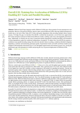 Fast-dLLM: Training-free Acceleration of Diffusion LLM by Enabling KV Cache and Parallel Decoding