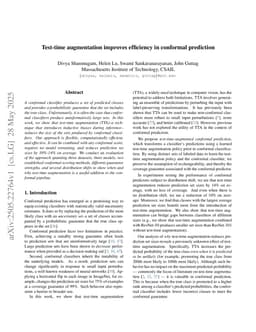 Test-time augmentation improves efficiency in conformal prediction