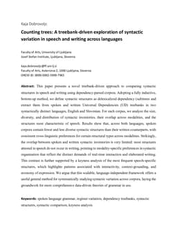 Counting trees: A treebank-driven exploration of syntactic variation in speech and writing across languages