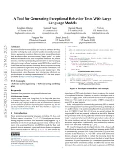 A Tool for Generating Exceptional Behavior Tests With Large Language Models