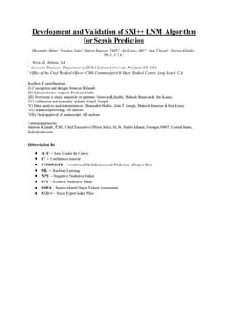 Development and Validation of SXI++ LNM Algorithm for Sepsis Prediction
