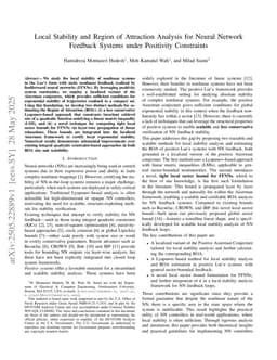 Local Stability and Region of Attraction Analysis for Neural Network Feedback Systems under Positivity Constraints