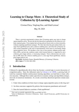 Learning to Charge More: A Theoretical Study of Collusion by Q-Learning Agents