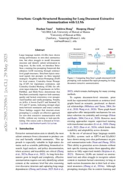 StrucSum: Graph-Structured Reasoning for Long Document Extractive Summarization with LLMs