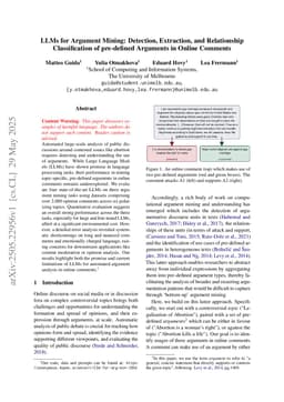 LLMs for Argument Mining: Detection, Extraction, and Relationship Classification of pre-defined Arguments in Online Comments