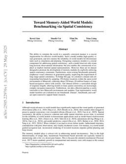 Toward Memory-Aided World Models: Benchmarking via Spatial Consistency