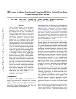 CDR-Agent: Intelligent Selection and Execution of Clinical Decision Rules Using Large Language Model Agents