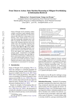 From Token to Action: State Machine Reasoning to Mitigate Overthinking in Information Retrieval