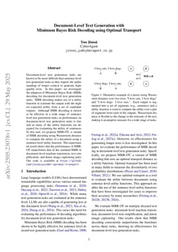 Document-Level Text Generation with Minimum Bayes Risk Decoding using Optimal Transport