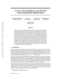 LUMION: Fast Fault Recovery for ML Jobs Using Programmable Optical Fabrics