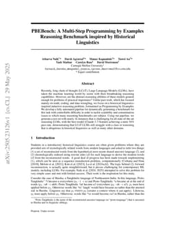 PBEBench: A Multi-Step Programming by Examples Reasoning Benchmark inspired by Historical Linguistics