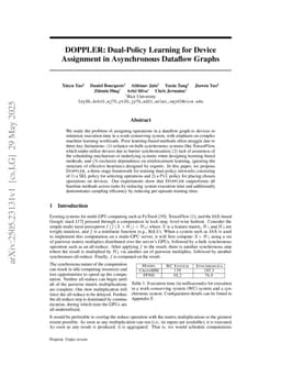 DOPPLER: Dual-Policy Learning for Device Assignment in Asynchronous Dataflow Graphs