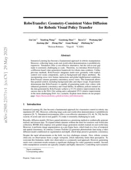 RoboTransfer: Geometry-Consistent Video Diffusion for Robotic Visual Policy Transfer