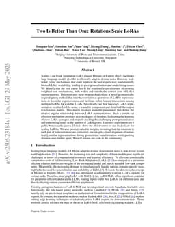 Two Is Better Than One: Rotations Scale LoRAs