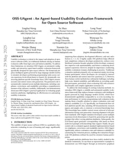 OSS-UAgent: An Agent-based Usability Evaluation Framework for Open Source Software