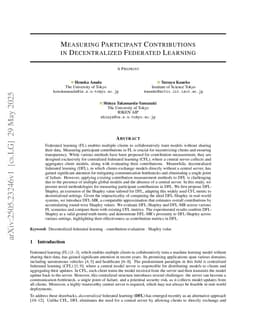 Measuring Participant Contributions in Decentralized Federated Learning