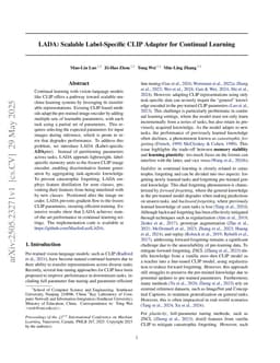 LADA: Scalable Label-Specific CLIP Adapter for Continual Learning