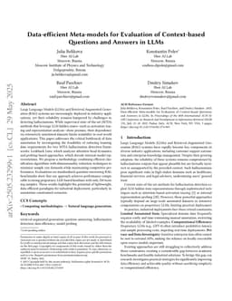 Data-efficient Meta-models for Evaluation of Context-based Questions and Answers in LLMs