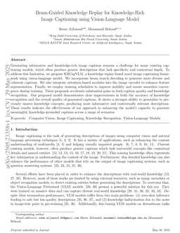Beam-Guided Knowledge Replay for Knowledge-Rich Image Captioning using Vision-Language Model